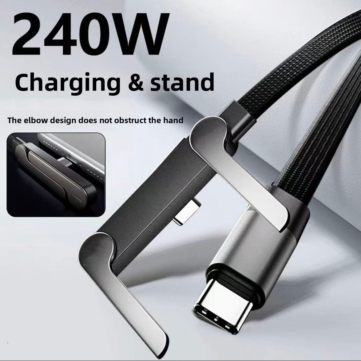 240W Fast Charging Data Cable with Angled Type-C Head