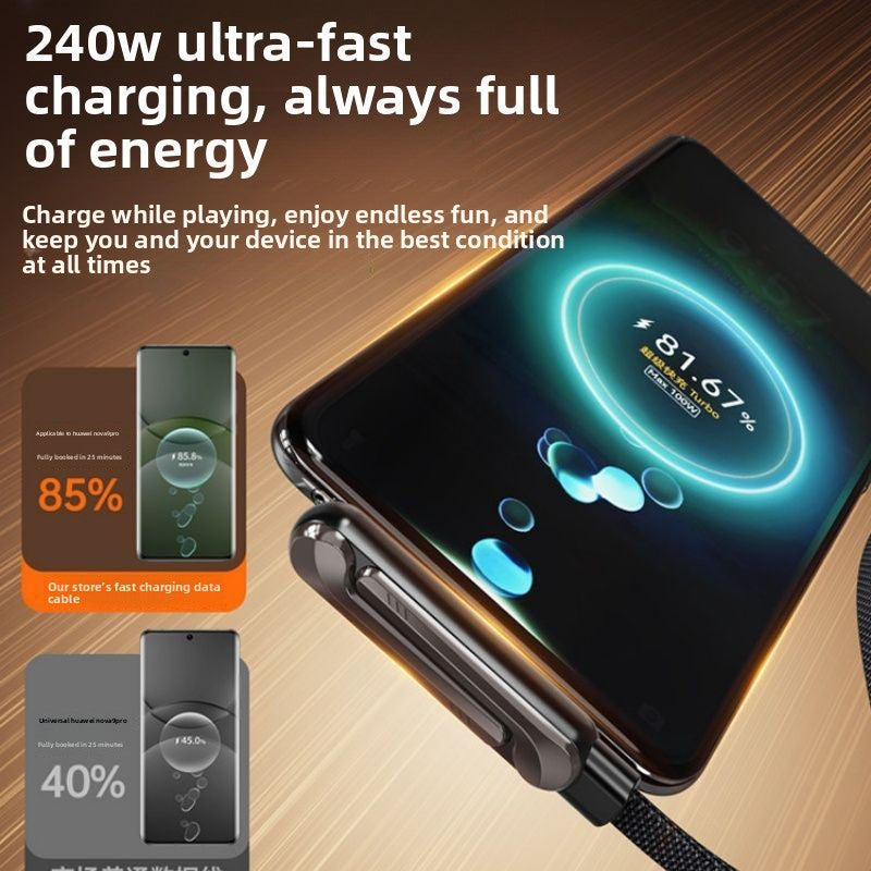 240W Fast Charging Data Cable with Angled Type-C Head